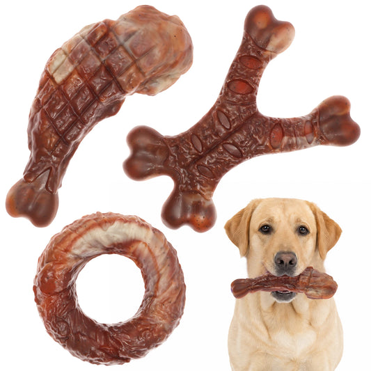 Indestructible Dog Chew Toy for Aggressive Chewers Durable Dog Teeth Cleaning Bacon Flavor Bones Chew Pet Toy