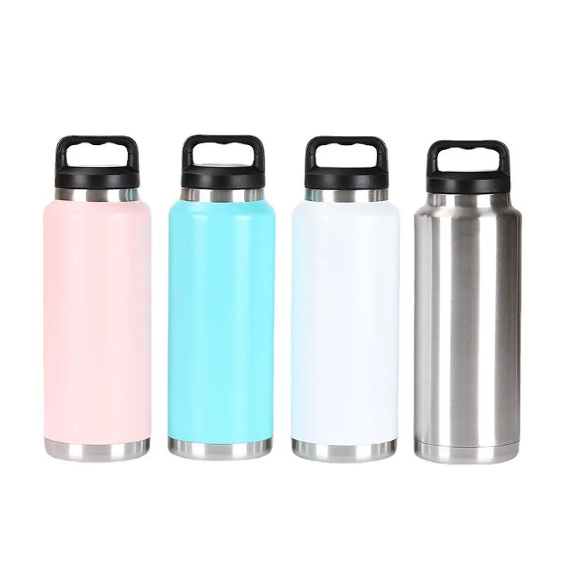 18/26/36oz 304 Stainless Steel Vacuum Flask, Large Capacity Insulated Water Bottle with Handle Lid 1pcs