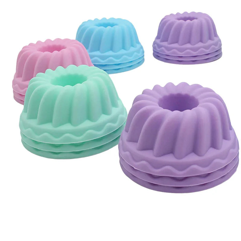12Pcs Silicone Donut Pan for Baking Nonstick Doughnut Muffin Pumpkin Cup Cupcake Molds Pan Mini Fluted Tube Silicone Baking Mold