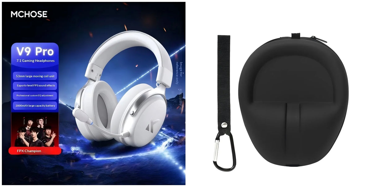 MCHOSE V9 Pro Gaming Headset, Over-Ear Quad-Mode Wireless Bluetooth Headphones for PC with Microphone (Delta Style)