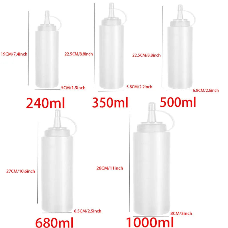 Large Squeeze Condiment Bottles with Nozzles Ketchup BBQ Sauces Olive Oil Bottle Dispenser Squeeze Sauce Bottle Kitchen Gadget