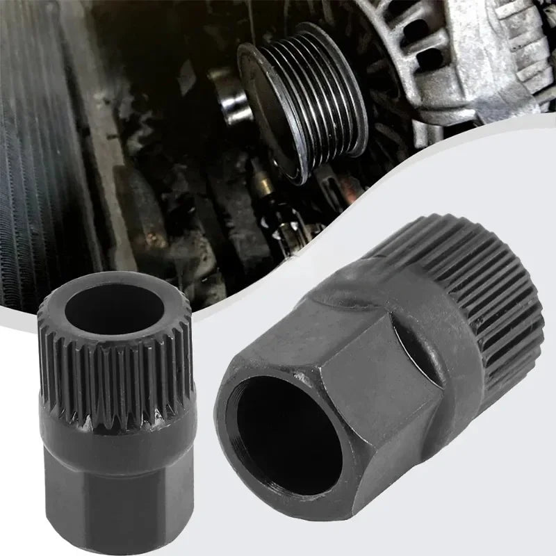 1Pc Alternator Clutch Free Wheel Pulley Removal Tool With 33 Tooth V Belt Pulley Remover Black Car Accessories