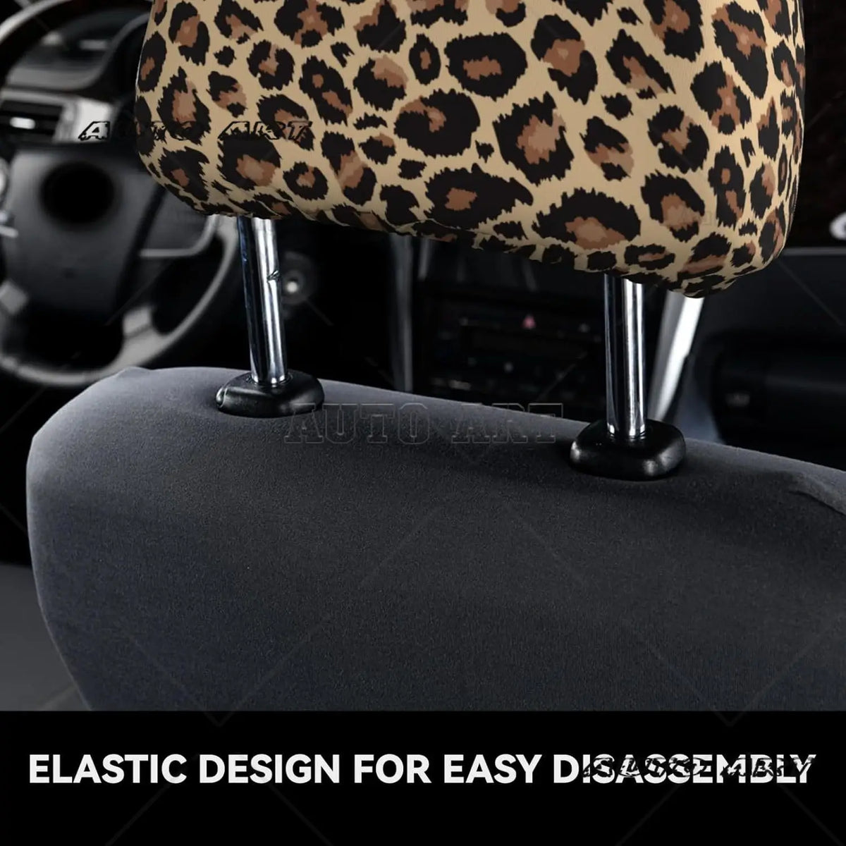 Cheetah Print Car Seat Headrest Covers Universal Size Soft Breathable Leopard Car Accessories 2 Packs
