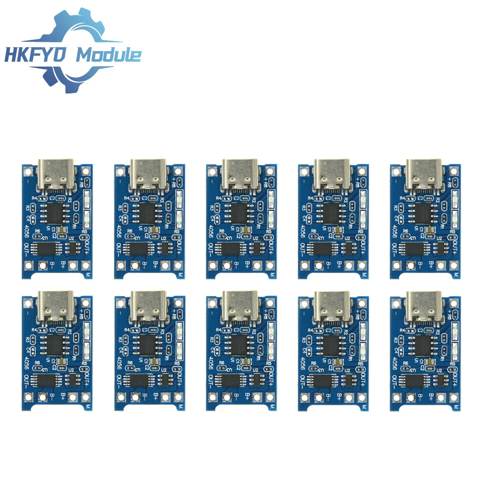 1-100PCS TP4056 Type-C 1A Lithium Battery Charger Module – 5V for 18650 Li-ion with Dual Protection, USB-C Charging Board