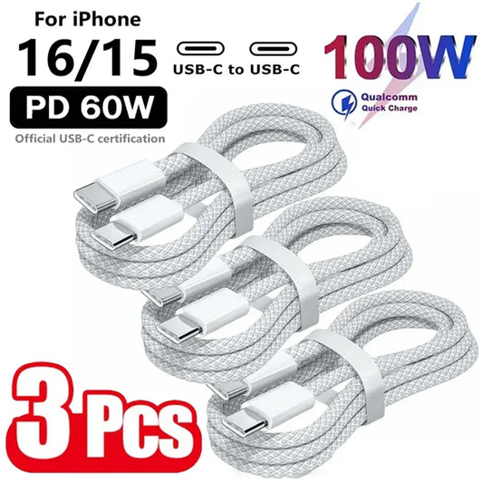 3PCS 100W USB C Cables