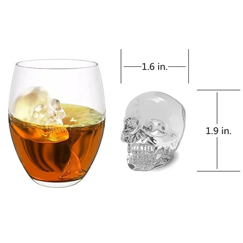 3D Skull Shape Tray Mold Creative Silica Gel Gun Bullet Skull  Home Bar Party Cool Whiskey Wine Ice Cream Bar Tool