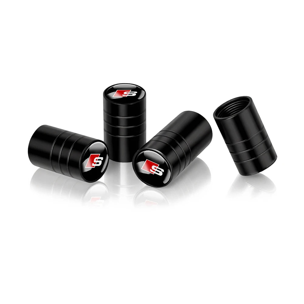 4pcs 3D Metal Car Wheel Tire Valve Air Stem Cap Covers for Audi A3 B5 B6 B7 B8 B9 8P 8V 8L A5 A4 C6 A6 RS Sline Q5 Q3 Q7 Quattro