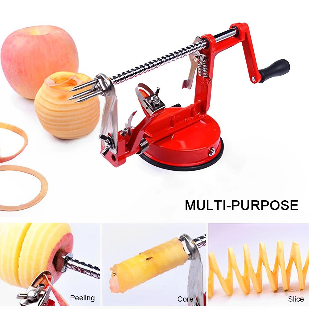 3 in 1 Fruit Peeler Slicing Machine Hand-cranked Stainless Steel Apple Peeler Kitchen Apple Slicer Corer Cutter with Metal Base