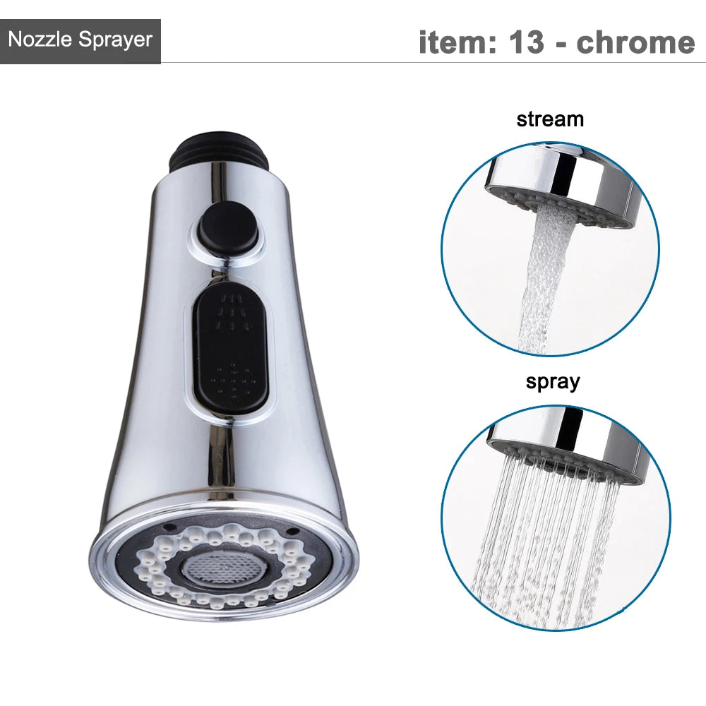 Kitchen Faucet Head Replacement Parts ABS Gold Black Nickle Chrome Tap Pull-out Shower Sprayer Nozzle Faucet Spouts Accessory