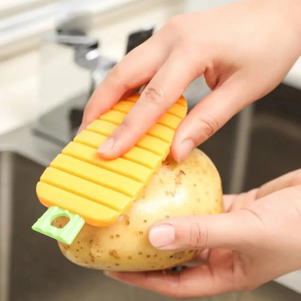 Flexible Vegetable Cleaning Brush, 2-in-1 Scrubber for Potato Carrot Apple, Dishwasher Safe Kitchen Brush for Fruits Vegetables