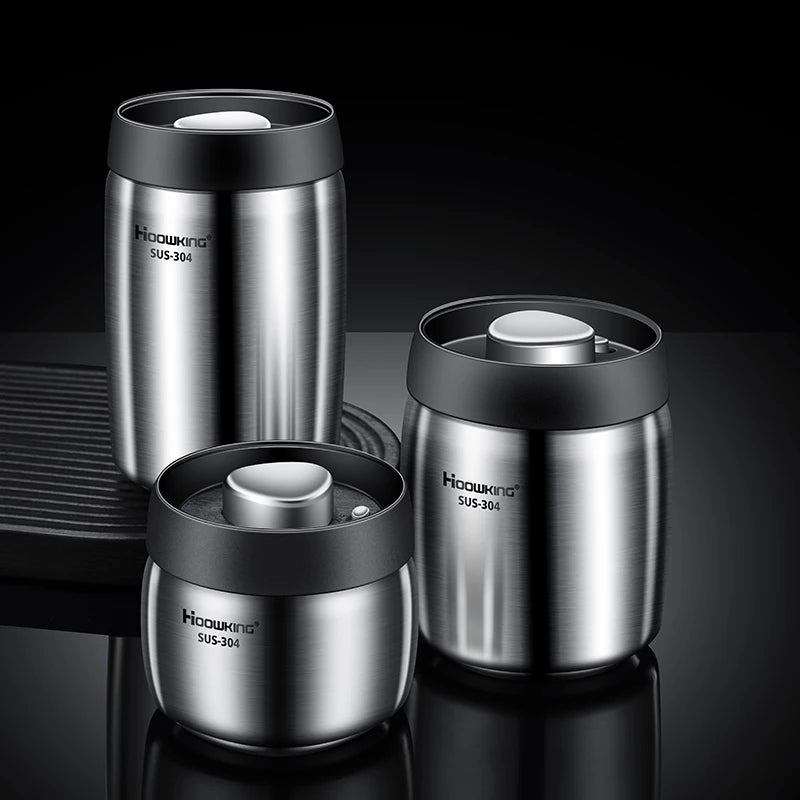 Vacuum Sealed Tank Coffee Bean Storage Tank Household 304 Stainless Steel Food Storage Jars Moisture-Proof Sealed Container