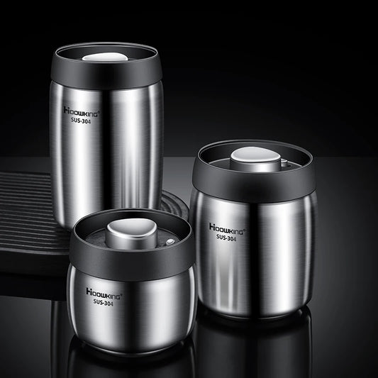Vacuum Sealed Tank Coffee Bean Storage Tank Household 304 Stainless Steel Food Storage Jars Moisture-Proof Sealed Container