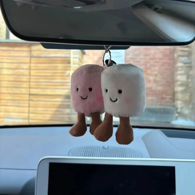 Cute Fun Two Marshmallow Keychain Cotton Candy Tone Cute Soft Two Tone Keychain Bag Pendant Accessories Dolls Pendant Xmas Gifts