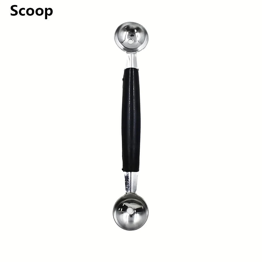 Stainless Steel Fruit Carving and Scooping Tool Reusable Dual-Purpose Fruit Spoon Ice Cream Watermelon Melon Ball Spoon JXB