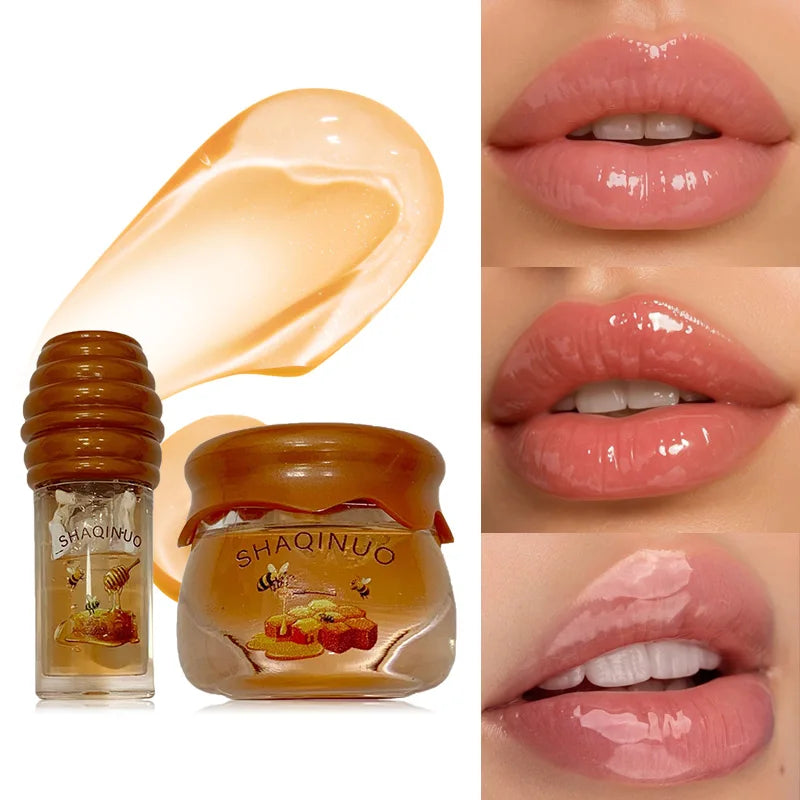 Honey moisturize lip care set moisturize, prevent dryness and crack, remove dead skin lip oil, fade lip wrinkles and lip mask