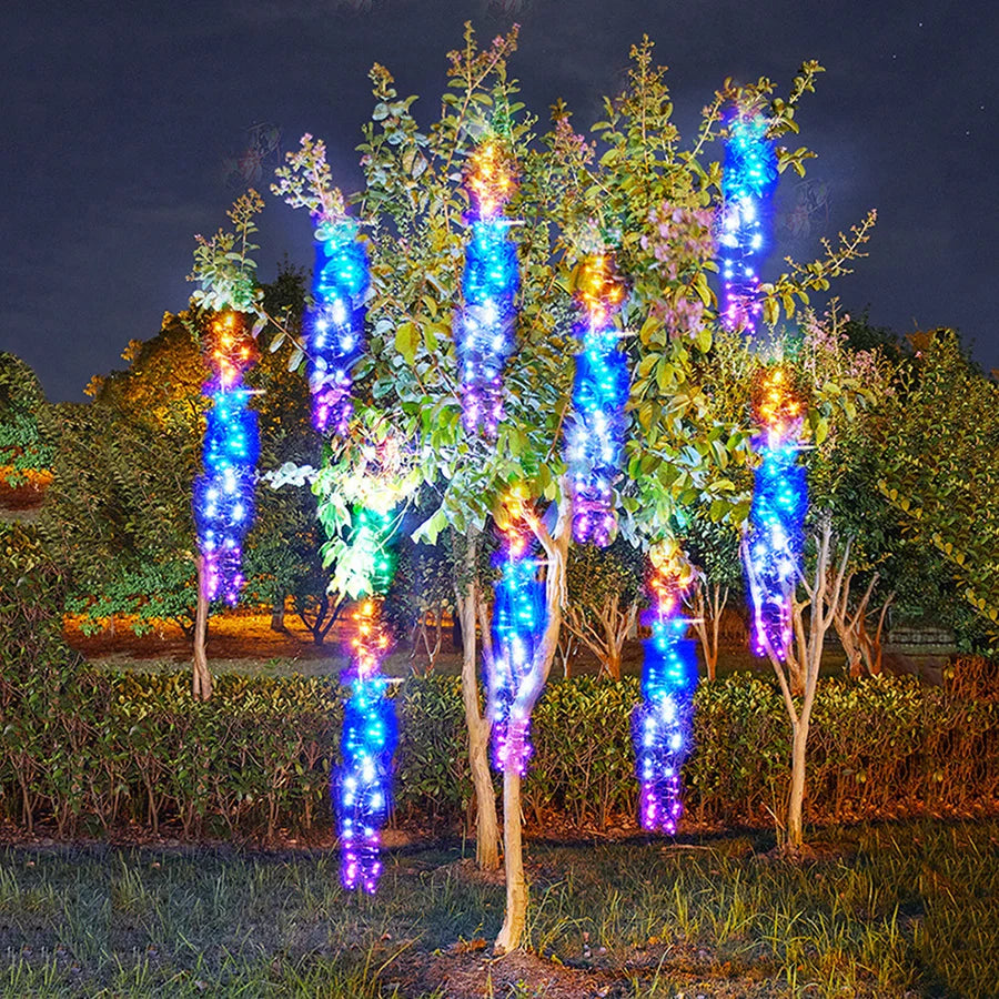 Creative 3 IN1 360LED Christmas Garland Meteor Shower String Light Outdoor Waterproof Icicle Fairy Lights for Holiday Tree Decor