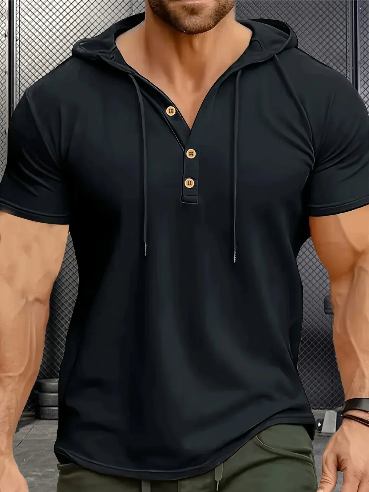 Summer Men's Casual Hooded T-shirt Loose Solid Color Lightweight Short Sleeved Male Outdoor Sports Hoodies Tee Tops