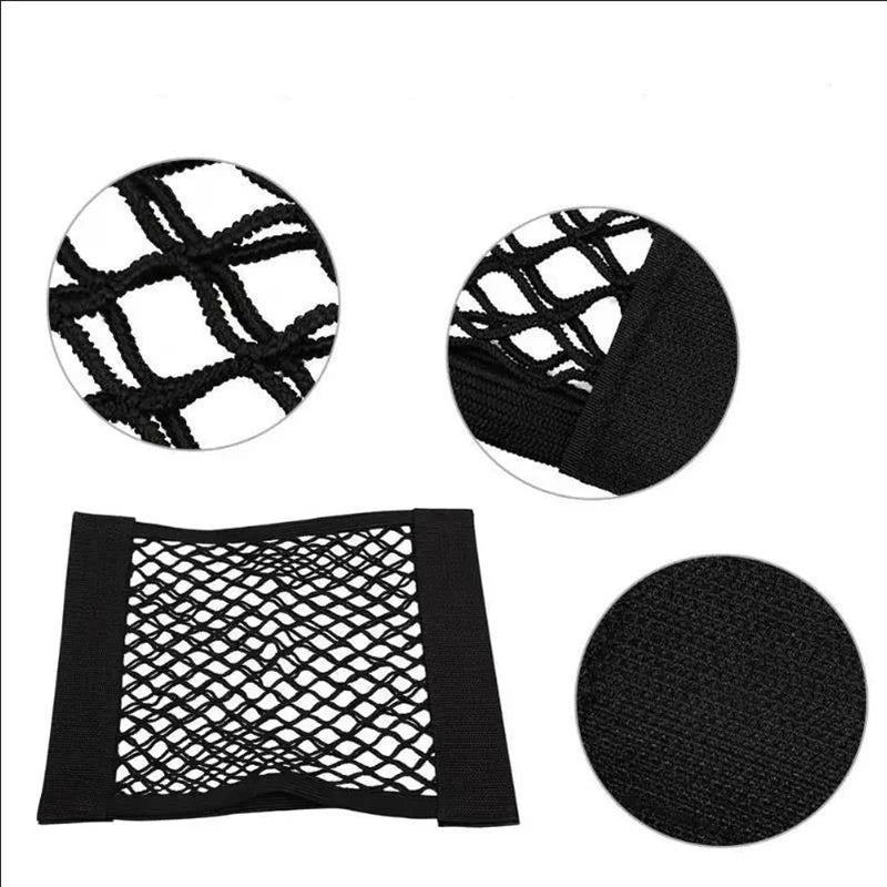 Car Seat Back Organizer Trunk Net Seat Elastic String Net Magic Sticker Mesh Storage Bag Auto Seat Back Bag Car Accessories