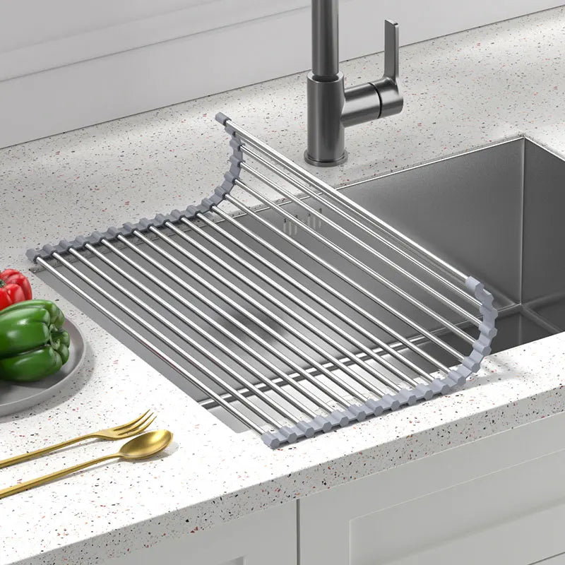 Roll Up Dish Drying Rack over sink, Stainless Steel Dish Drainer Shelf Organizer Tableware Plate Storage,Kitchen accessories
