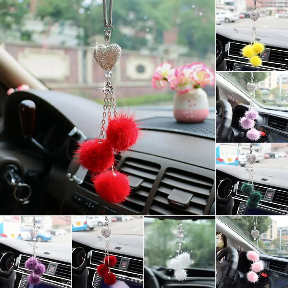 Fashion Diamond Car Accessorie Bling Hairball Pendant Auto Rearview Mirror Pendant Birthday Gift Auto Decoraction Ornaments