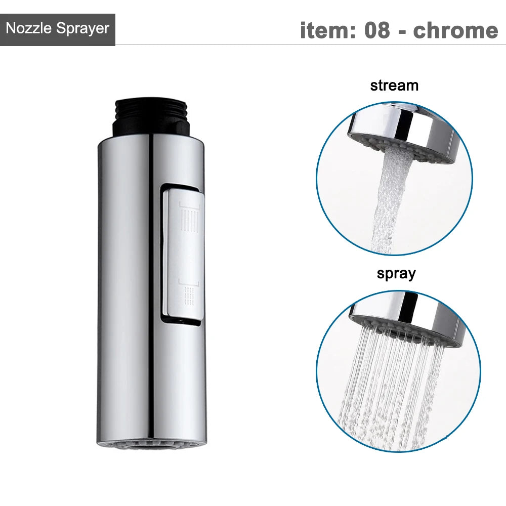 Kitchen Faucet Head Replacement Parts ABS Gold Black Nickle Chrome Tap Pull-out Shower Sprayer Nozzle Faucet Spouts Accessory