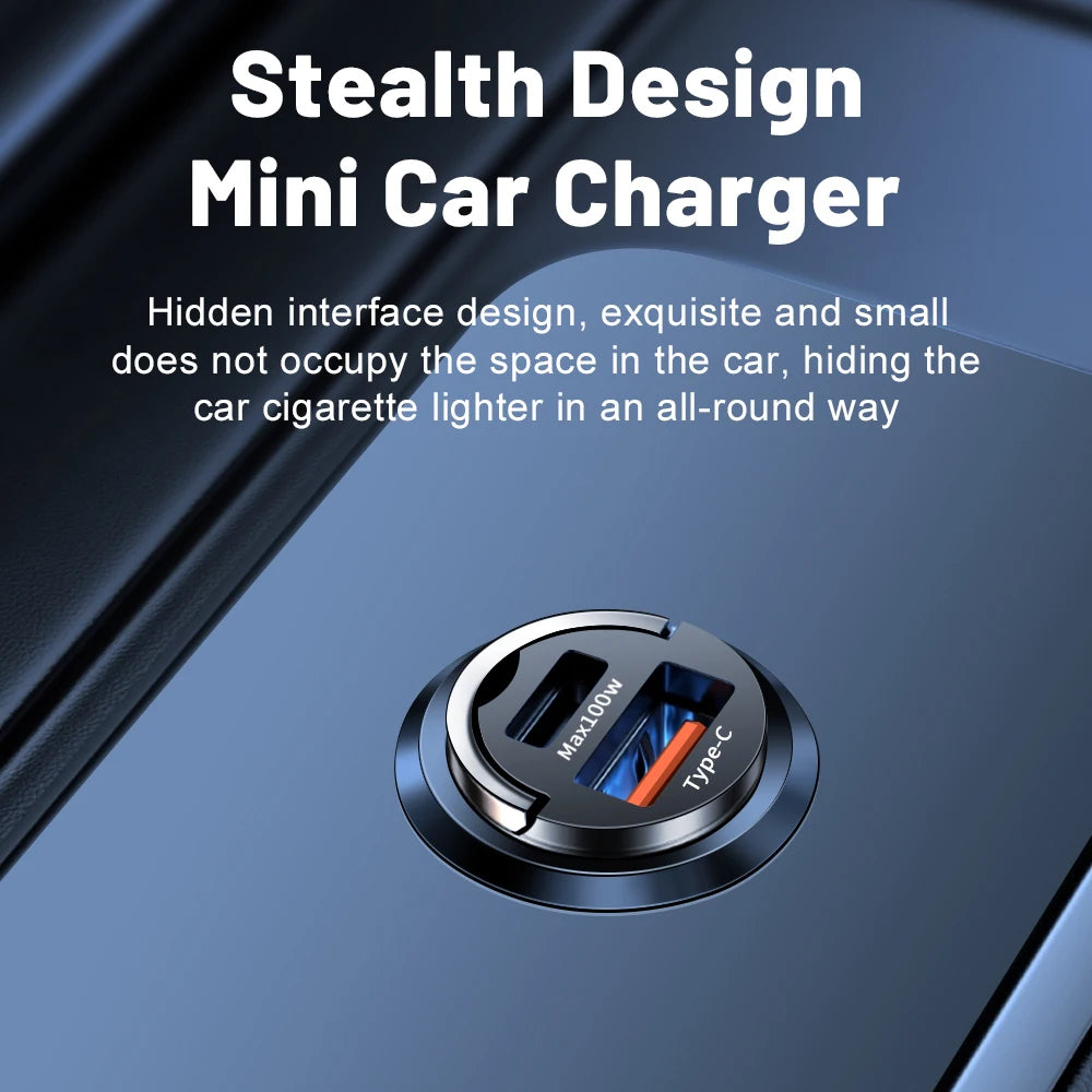 100W USB Car Charger Quick Charge Type C Car Phone Adapter For iPhone Samsung Xiaomi Huawei USB C Fast Charging Charger In Car