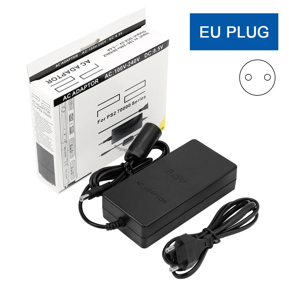 NEW EU US Plug Power Supply For PS2 Replacement AC Adapter Charger Cable Cord 100‑240V DC 8.5V for PS2 Slim 70000 Console