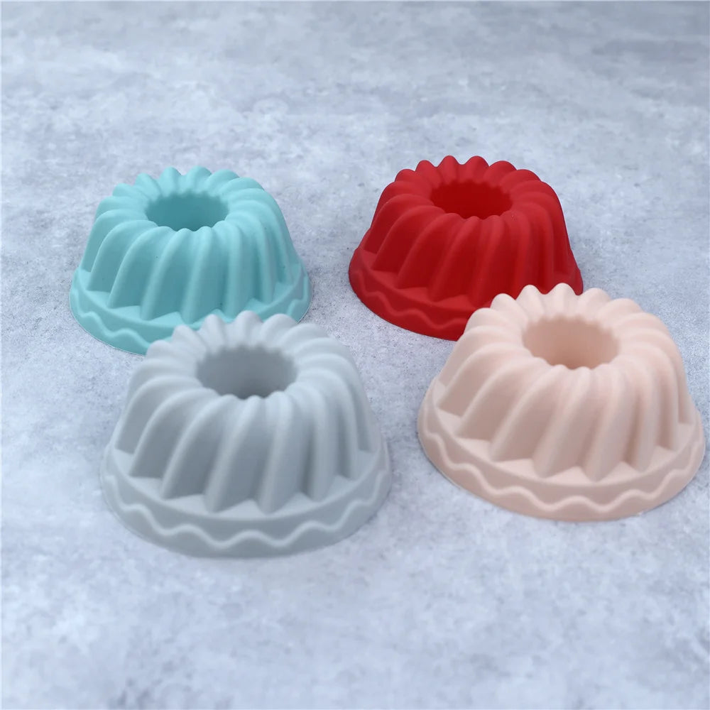 12Pcs Silicone Donut Pan for Baking Nonstick Doughnut Muffin Pumpkin Cup Cupcake Molds Pan Mini Fluted Tube Silicone Baking Mold