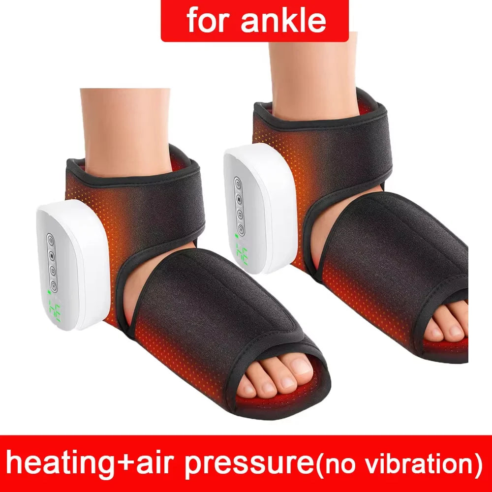 Ankle Foot Air Massager 3 Modes 5 Levels Wrap Cordless 1200mAh Vibrating Warming Sleeve Support Rechargeable Compress Joint Cuff