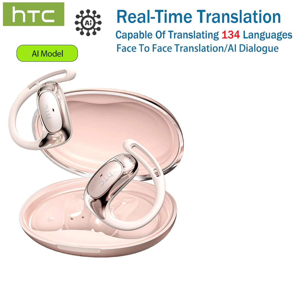 HTC NE35 Wireless Bluetooth Earphone AI Language Translation OWS Low Latency Earbuds Earhook Sports Music Headphone With Mic