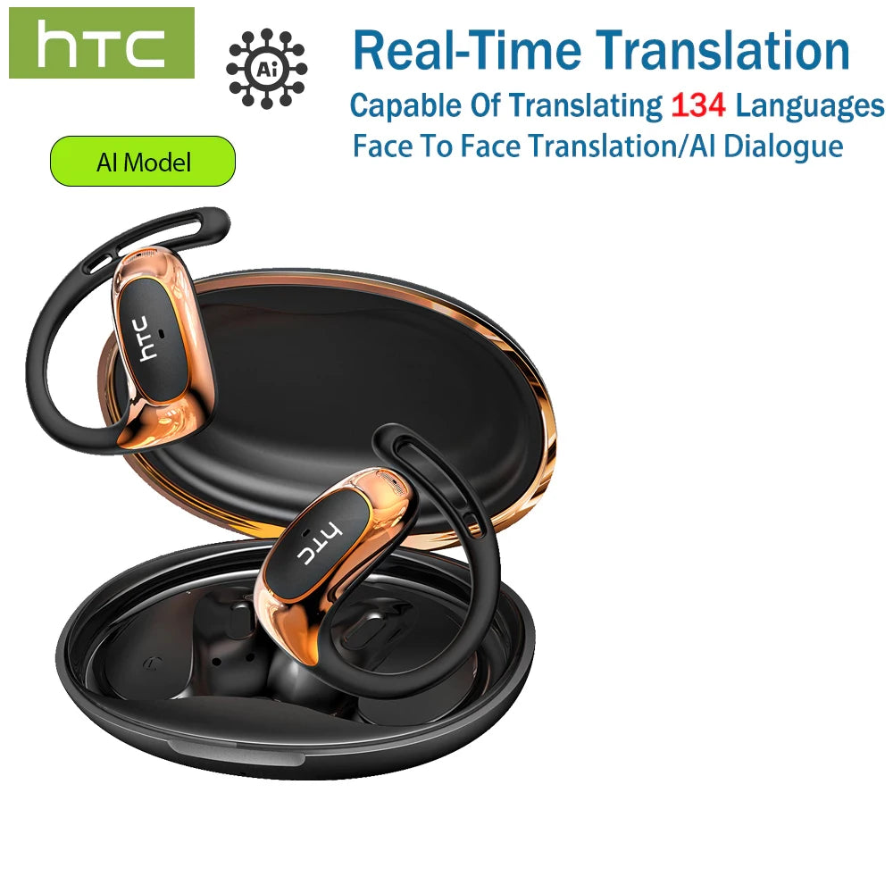 HTC NE35 Wireless Bluetooth Earphone AI Language Translation OWS Low Latency Earbuds Earhook Sports Music Headphone With Mic