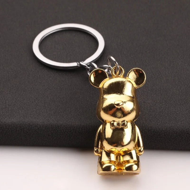 Cute Bear Pendant Keychain Unisex Protable Schoolbag Car Key Hanging Accessories Holiday Party Couple Best Friend Gift Keyholder
