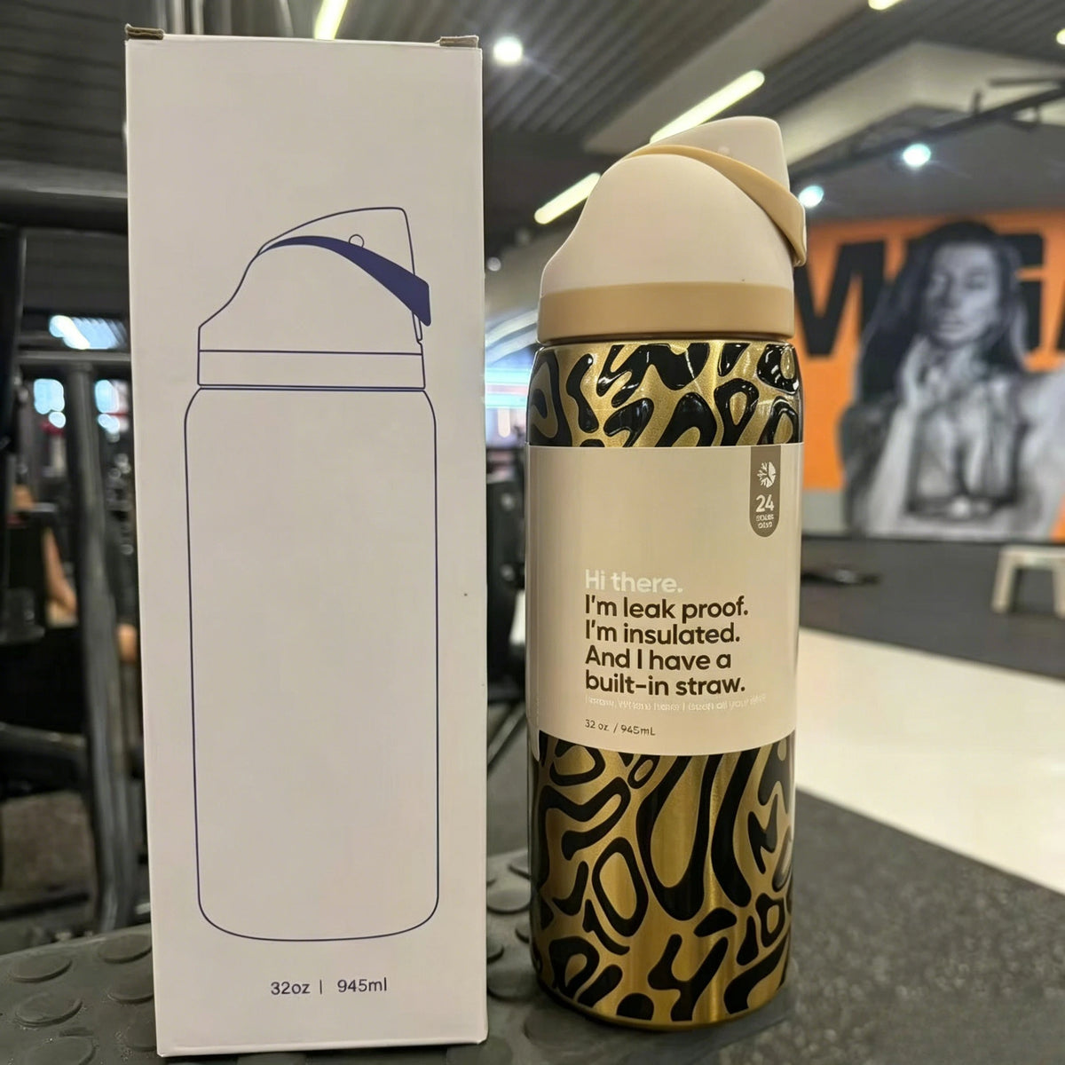 Fitness Insulated Flask Thermos Cup Stainless Steel Straw Drinking Water Bottle One-touch Open Vacuum Mug for Football Sport Use