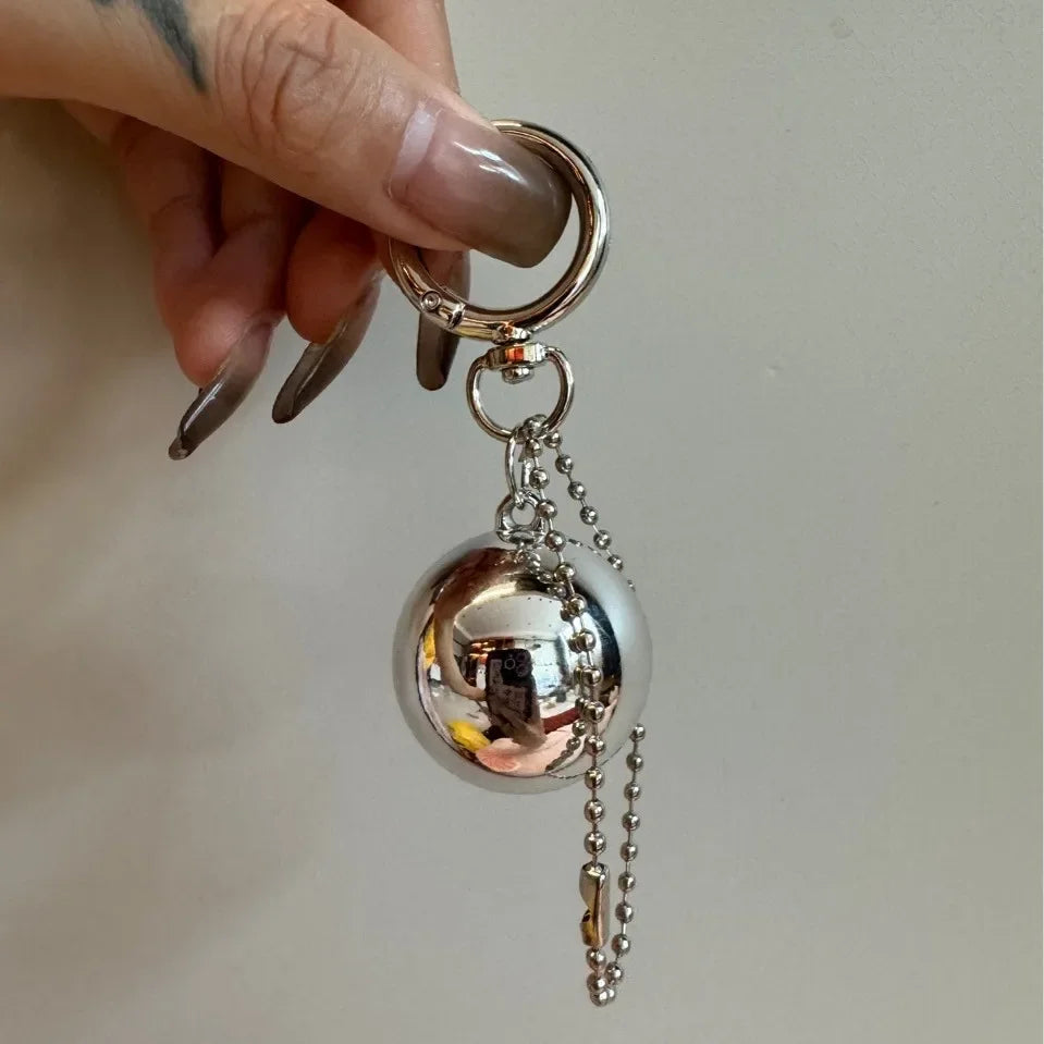 New Korean Metal Big Ball Car Key Pendant Simple Pendant Bag Pendant Earphone Case Accessories