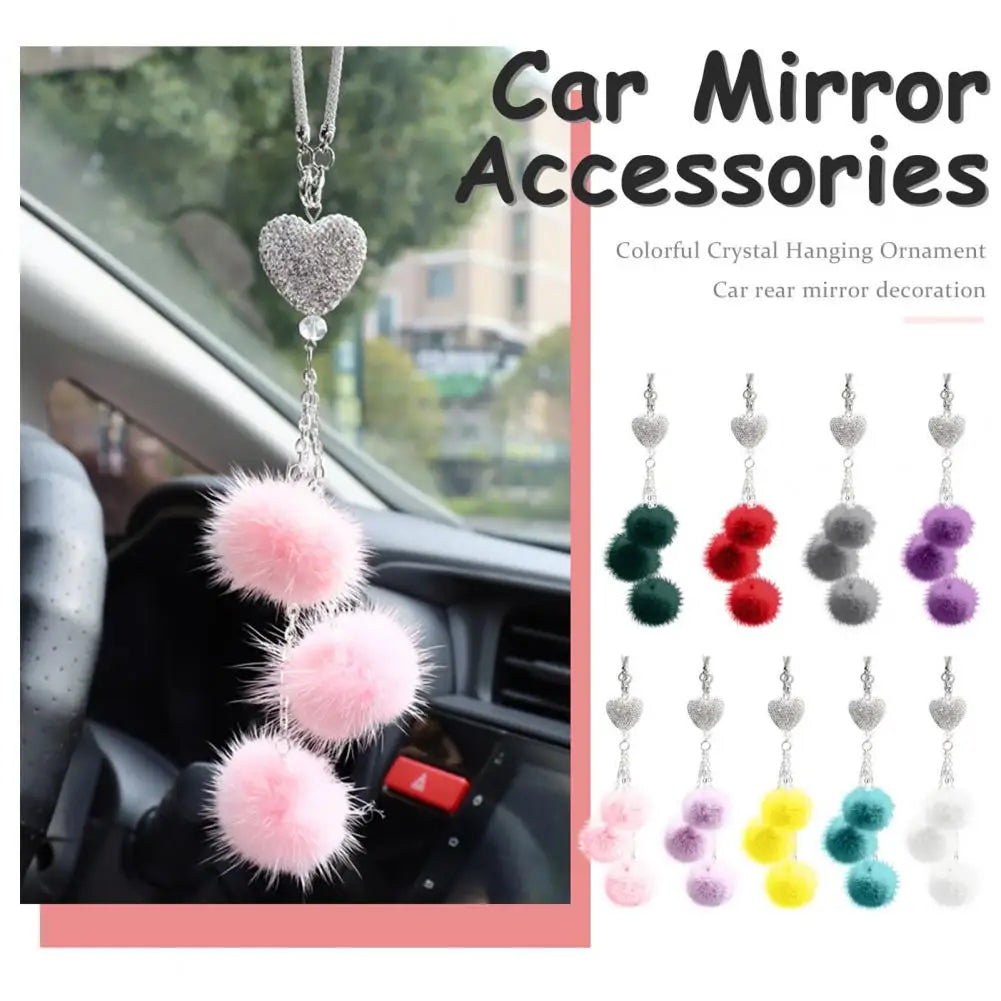 Fashion Diamond Car Accessorie Bling Hairball Pendant Auto Rearview Mirror Pendant Birthday Gift Auto Decoraction Ornaments
