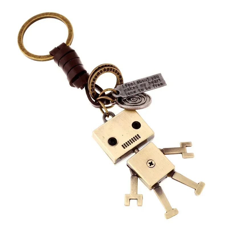 1pc Men Children Keyrings Cute Alloy Robot Keychain Creative Jewelry Keyrings Car Key Chains kids Adults Birthday Present 2025