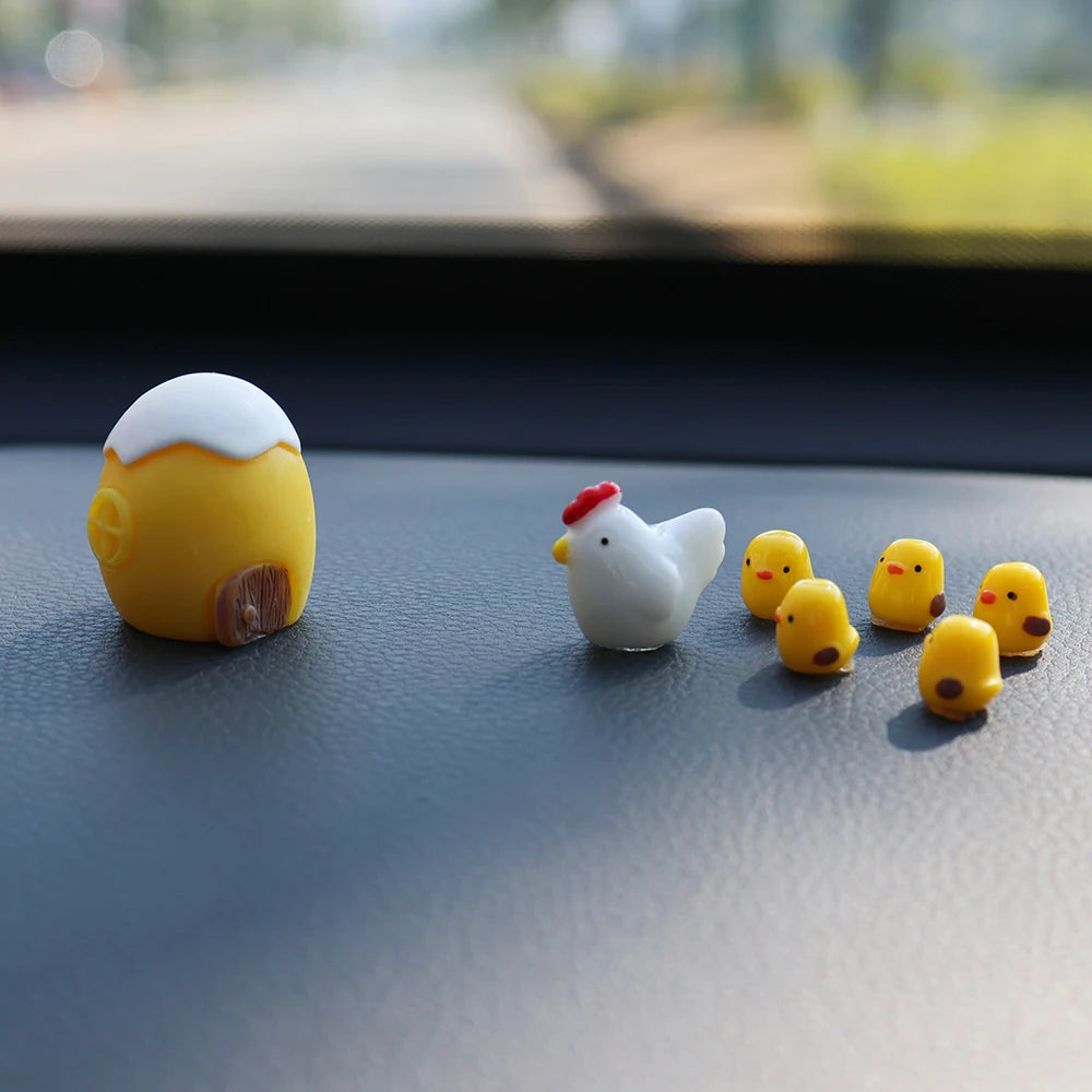 5Pcs Cute Mini Ducks Car Interior Decoration Auto Rearview Mirror Dashboard Ornaments For Woman Man Gift Car Accessories