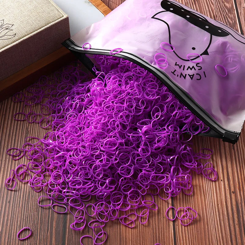 1000/2000pcs Girls Colorful Disposable Rubber Elastic Hair Band Ties Children Ponytail Holder Bands Kid Hair Accessories Leagues