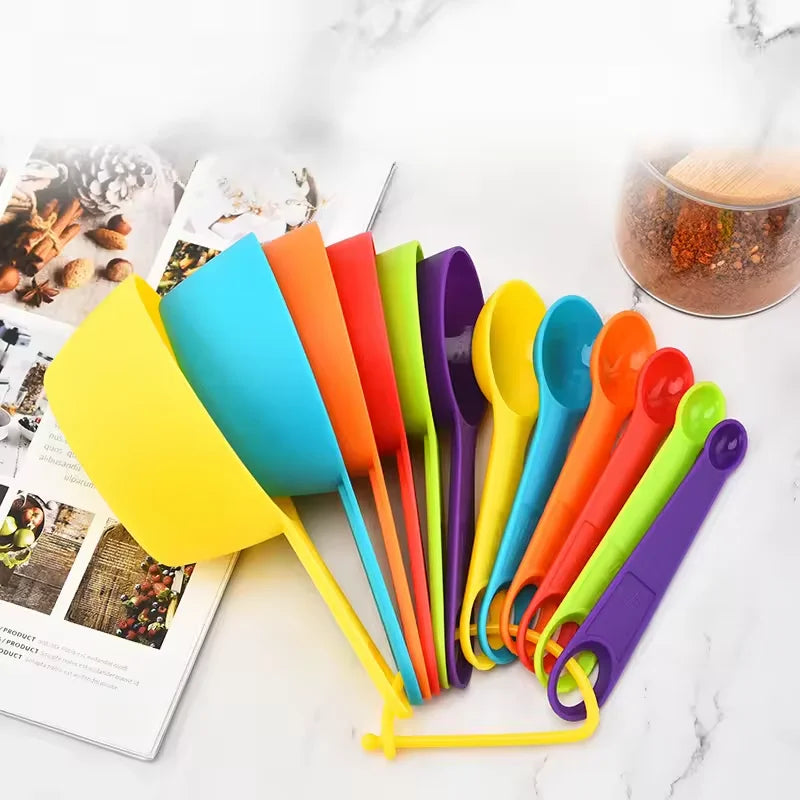 6/12Pcs Set Measuring Spoon Cup Plastic With Scale Multifunction Coffee Milk Scoop Food Baking Tools Scoop Cup Kitchen Gadgets