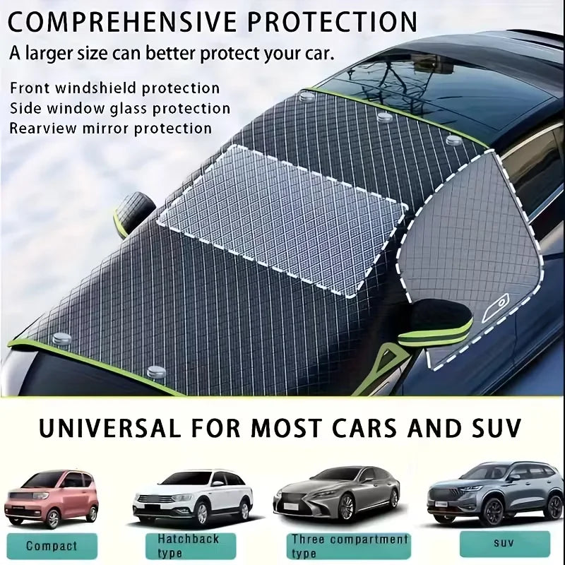 Suitable for All Car Models - Durable Oxford Cloth Windshield Cover, with Uv Protection and Snow Shield Function