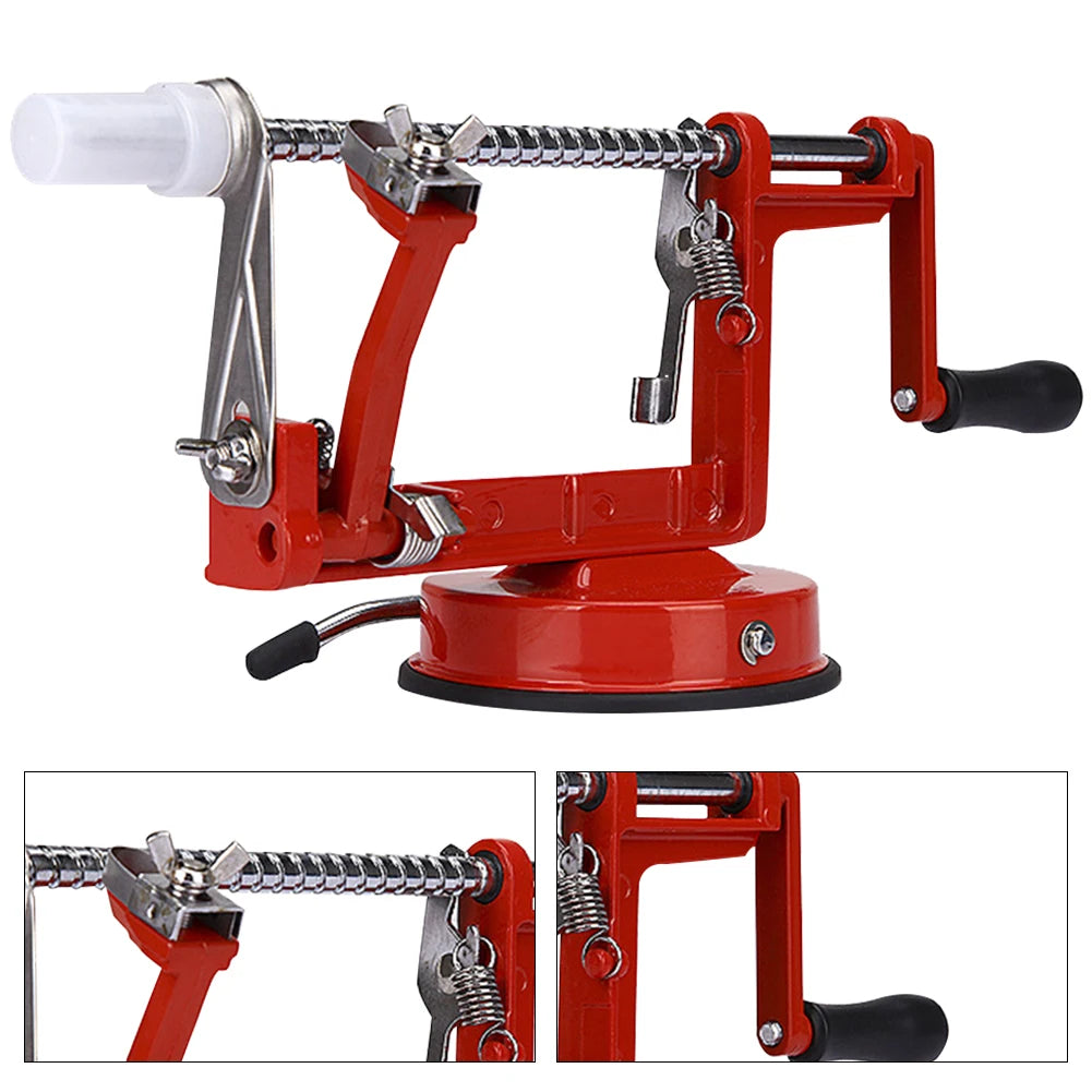 3 in 1 Fruit Peeler Slicing Machine Hand-cranked Stainless Steel Apple Peeler Kitchen Apple Slicer Corer Cutter with Metal Base