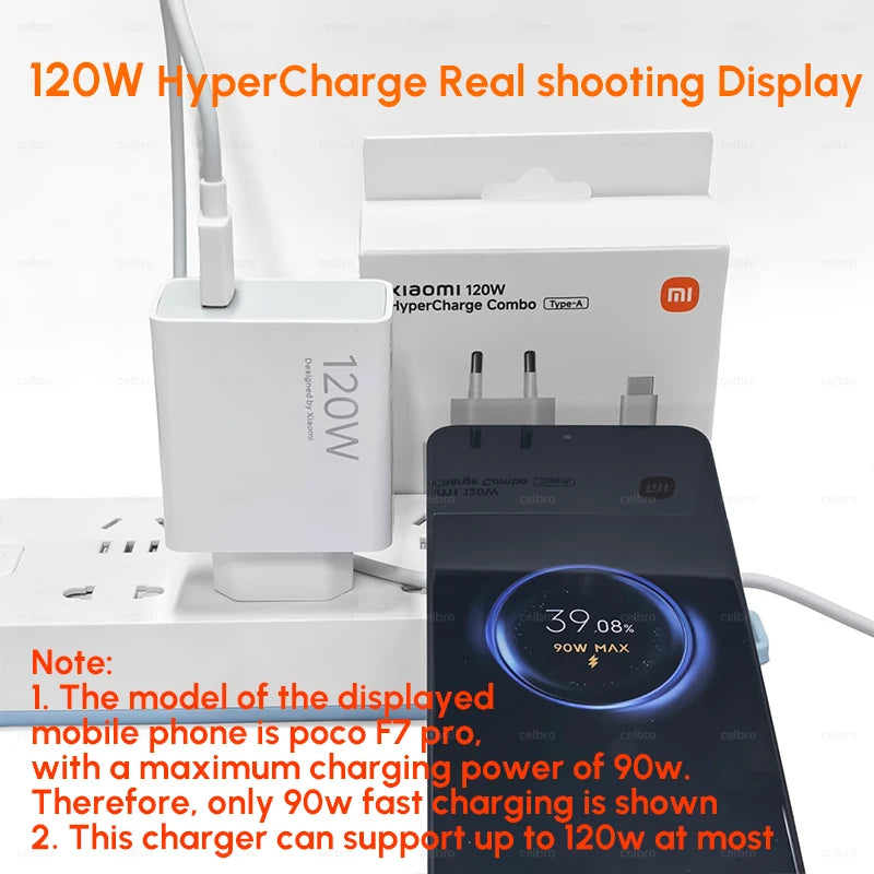 120W Xiaomi Super Fast Charger 100W Turbo Hyper Charge Adapter Mi 17 15 14 13 11T Ultra Pro Redmi 12C Note 14 POCO F6 F7 X7 Pro