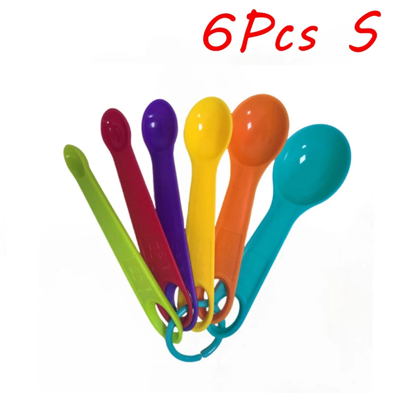 6/12Pcs Set Measuring Spoon Cup Plastic With Scale Multifunction Coffee Milk Scoop Food Baking Tools Scoop Cup Kitchen Gadgets