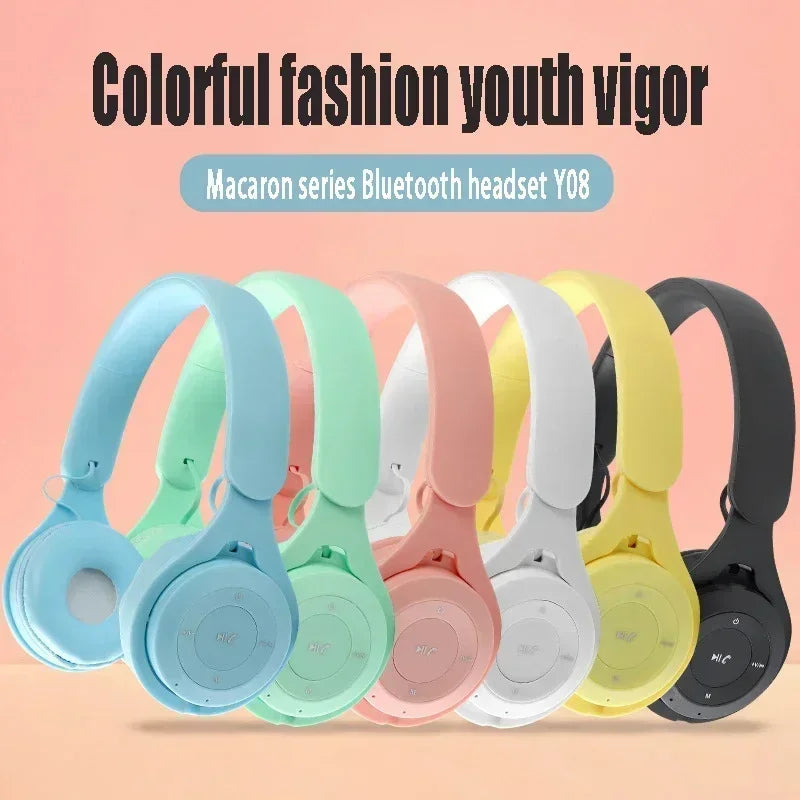 Y08 Wireless Bluetooth Headphones With Microphone Sound Insulation Gaming Earphone Hifi Bass Earbuds Blutooth5.3 Hedsets