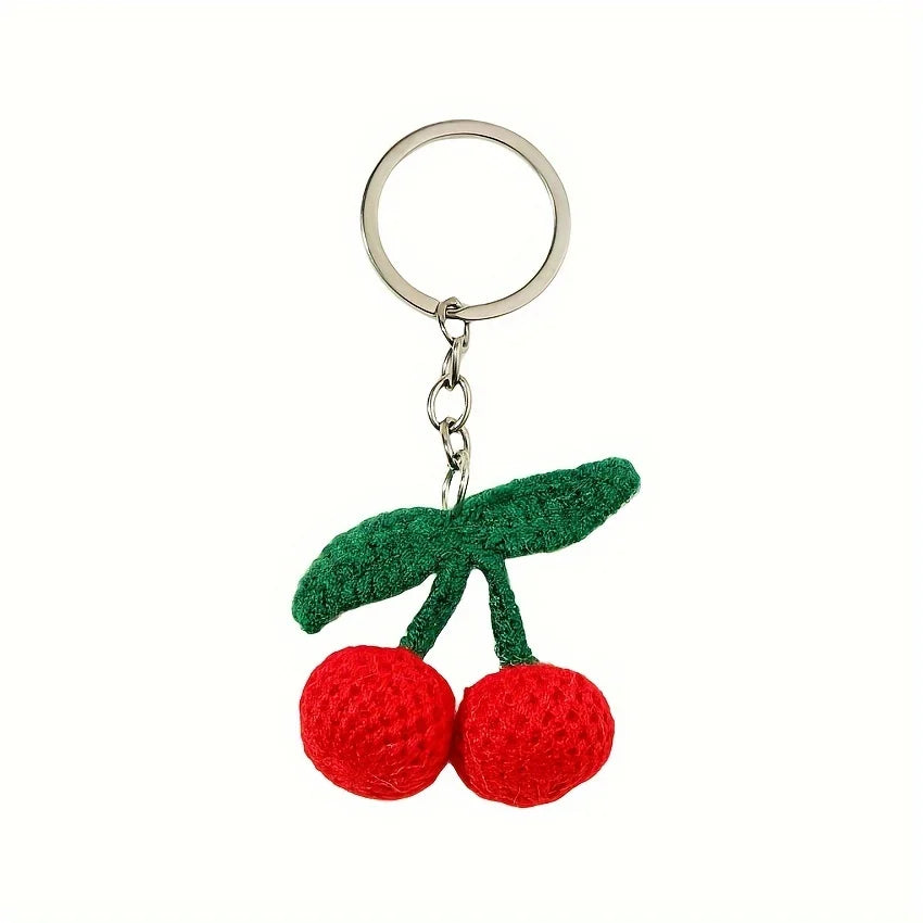 Cute hand-knitted cherry pendant mobile phone pendant Keychain Pendant Car key bag pendant accessories