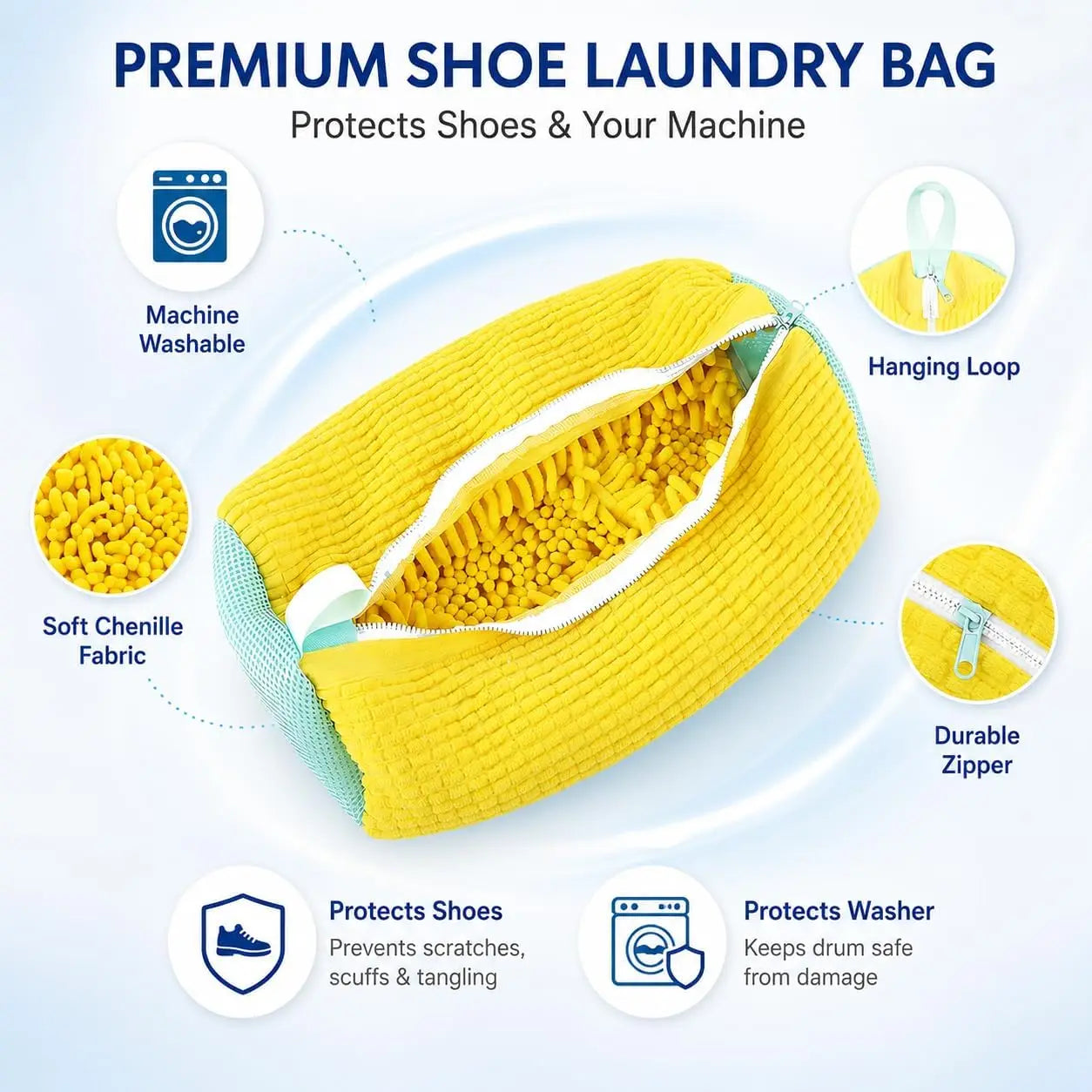 Shoe Washing Machine Bag, Laundry Bags for Washer & Dryer Deep Cleaning Machine for All Shoes Type Shoe Cleaning Bag with Zipper