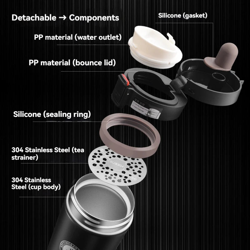 380/510ML Stainless Steel Thermo Bottle Coffee Cup  Outdoor Sports Vacuum Flask Car Thermal Cup Keeps Cold and Heat Thermal Mug