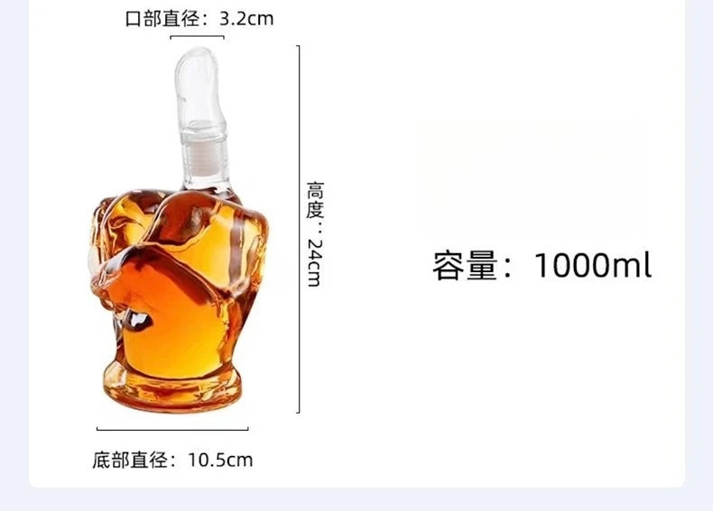 1000ML Decanter, Novelty Finger Whisky Decanter, Scottish Bourbon Bottle