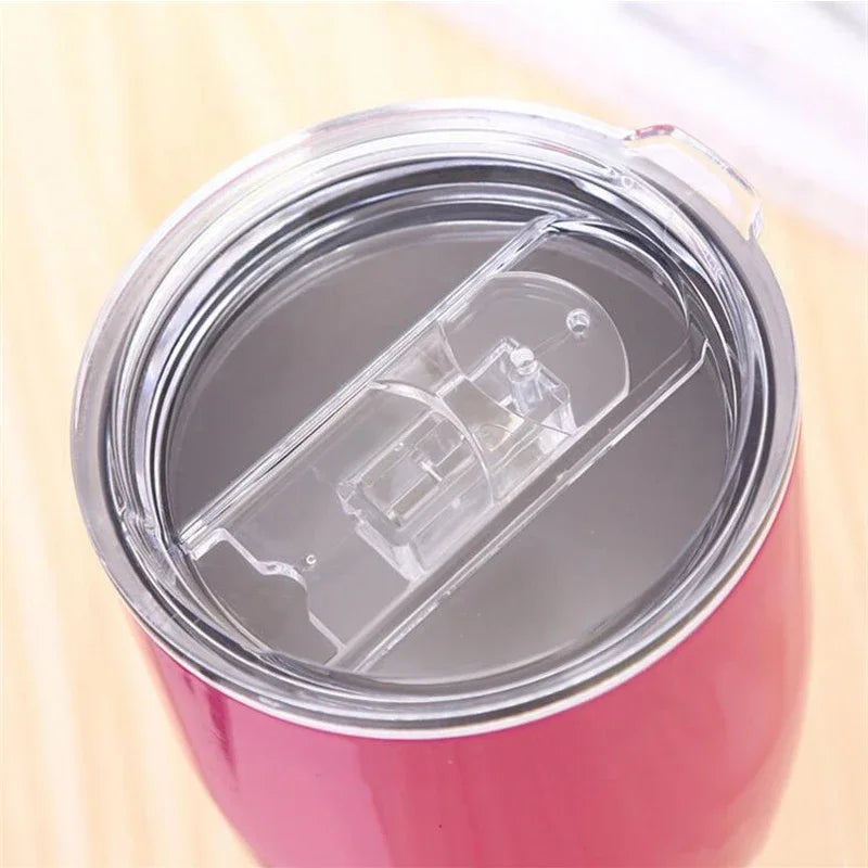 10oz Goblet Wine Cup With Seal Lid Double Wall Stainless Steel Tumbler Champagne Layer Cocktail Mug For Christmas Party