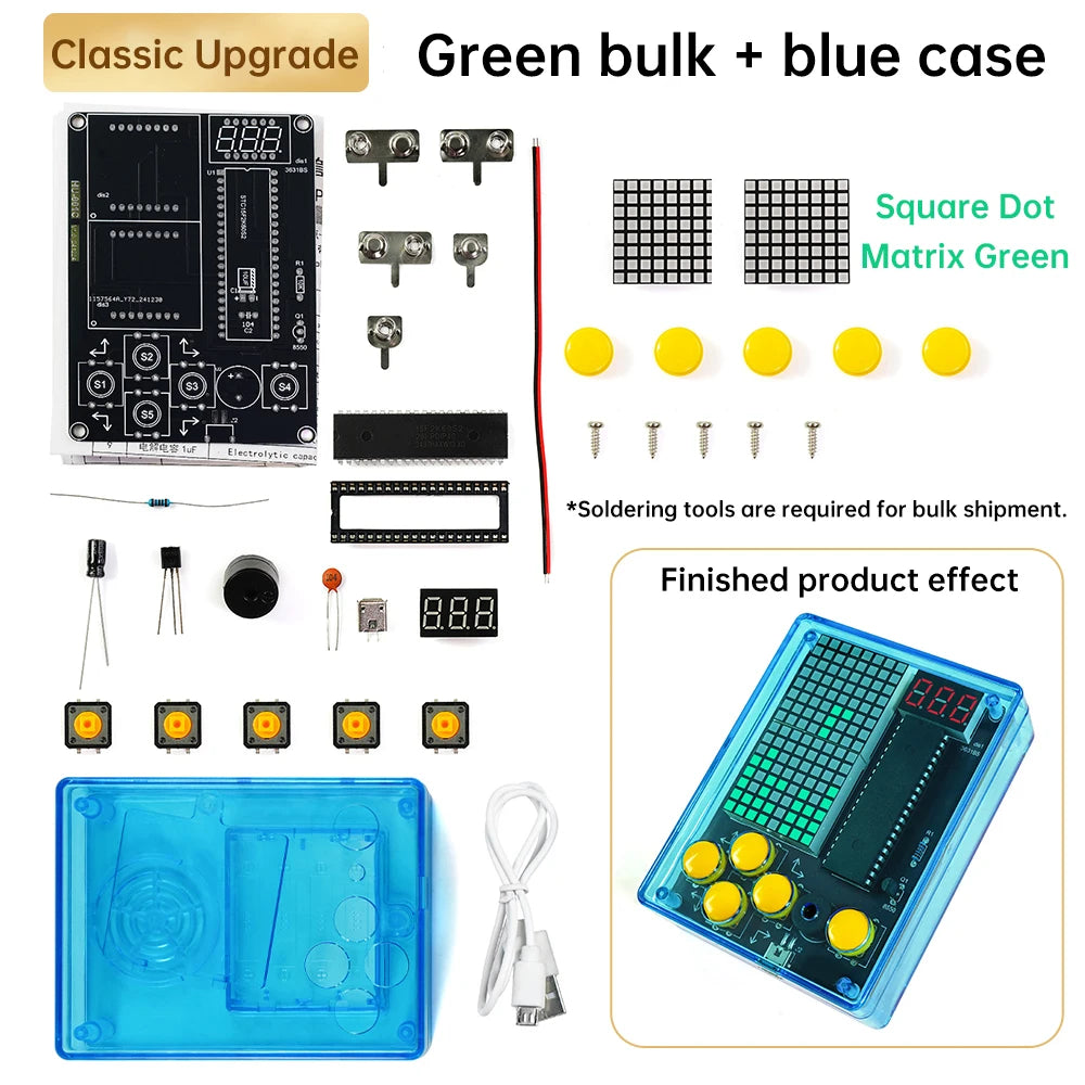 7 Pixel Game Console Kits Puzzle Pixel Game Console 51 Single-chip DIY Welding Practice Parts Electronic DIY Kit